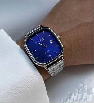 Casio Silver Blue Men’s Watch – Classic Stainless Steel Design