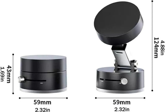 Magnetic Phone Holder for Car, 360° Rotatable Phone Holder, Mini Car Phone Mount with Vacuum Suction Cup, Foldable Stand with Magnetic Ring for Mirror/Shower/Smooth Surface, for all Smartphone